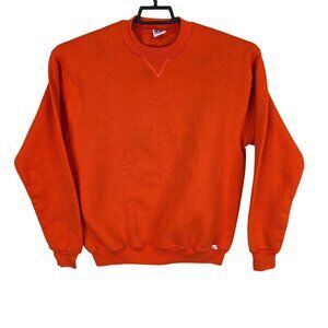 Mens Vintage Russell Athletic Orange Sweatshirt Long Sleeve Cotton Blend Size L
